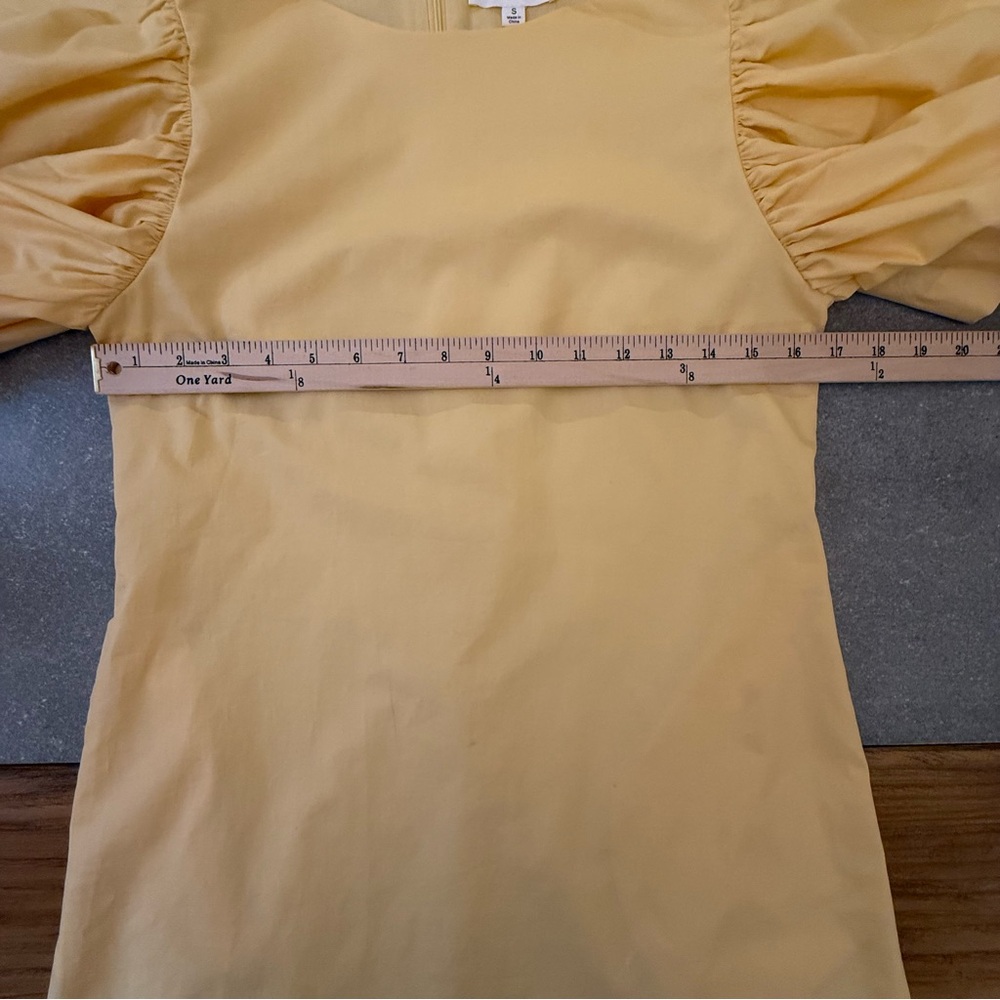 Mable Yellow Butterfly Flutter Sleeves Sheath Cotton Mini Dress Size Small - Picture 8 of 9